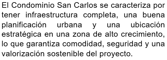 Condominio San Carlos - Inversión superior